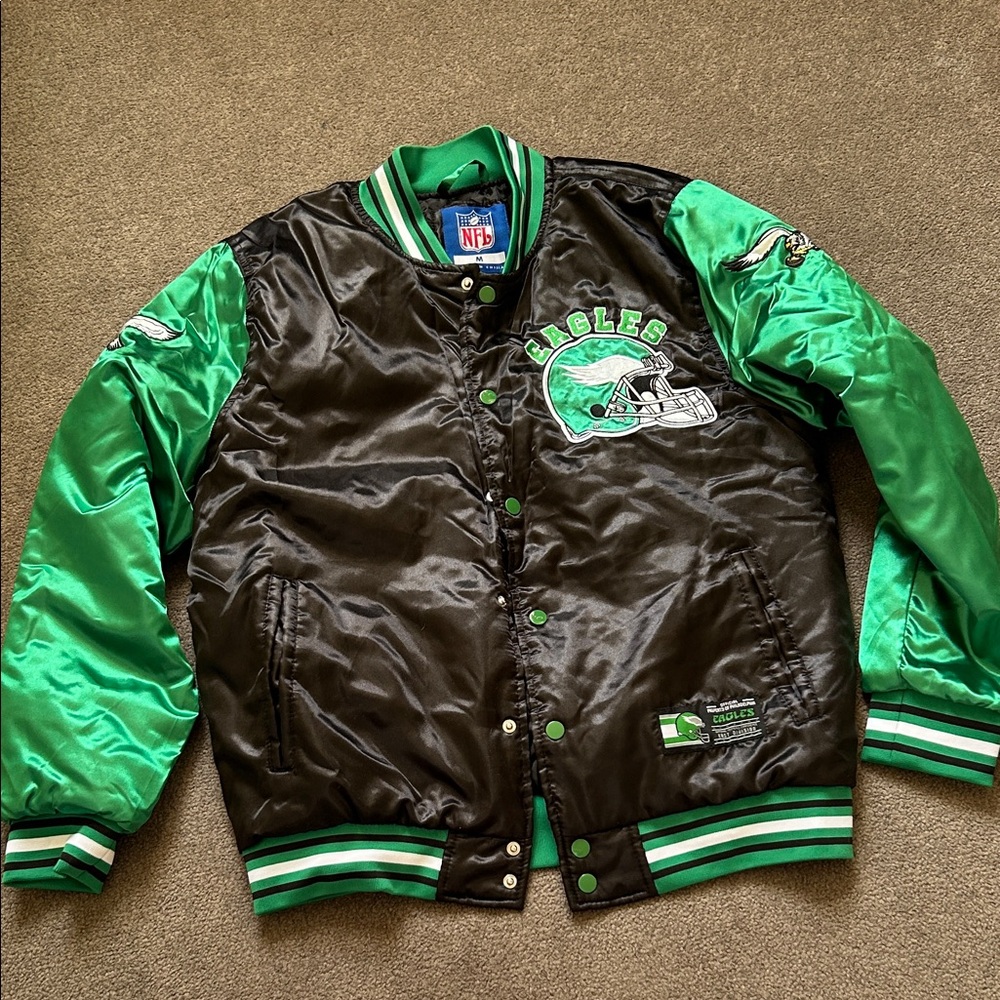 NFL Eagles Black and Green Bomber Jacket